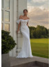 Off Shoulder Ivory Glitter Lace Tulle Stunning Wedding Dress